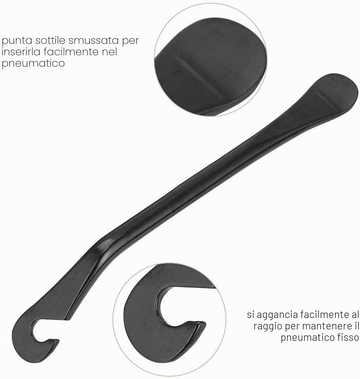 Smontaggio pneumatici Velo, 3 PZ Francaise Smontaggio Pneumatici Velo a Forma di Gancio in Acciaio, Leve per Pneumatici da Bicicletta, Pinza Pneumatico per MTB/BMX
