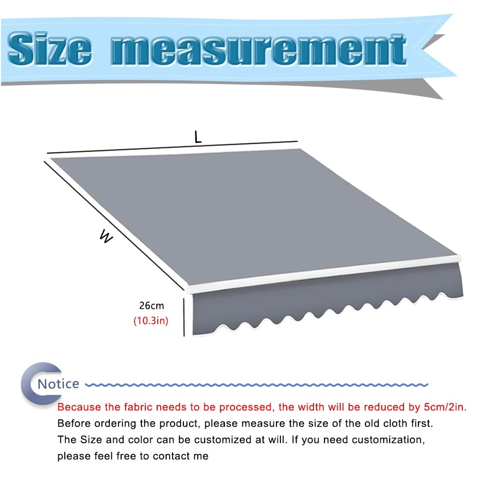 Strapazierfähiger, einziehbarer Ersatzstoff – 1,5 m, 20,3 cm, 30,5 cm, 3,5 m, 33 cm, 6 m, wasserdicht, Polyester-Sonnenschutz für Außenterrassen und Gärten, Dunkelgrün (nur Stoff)