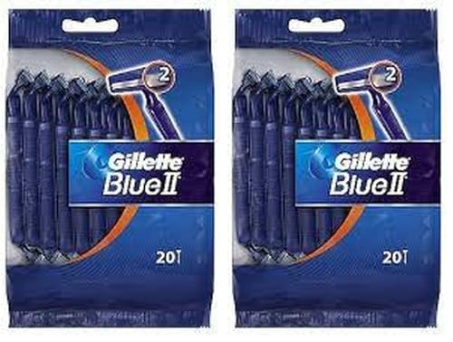Gillette Blue II Maquinillas de Afeitar Desechables Hombre, Paquete de 40 Cuchillas de Afeitar (15+5)