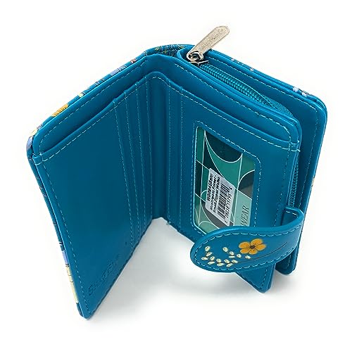Shag Wear Mushroom Forest Small Wallet for Women Vegan Faux Leather 4.5" Teal3