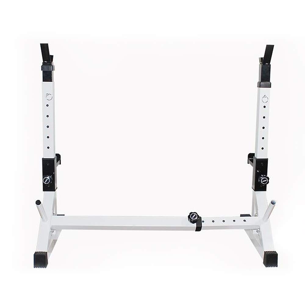 Rack Squat Réglable, Réglable en Hauteur (80-150 cm), Multifonction Haltère Rack, Repose Barre Musculation Support, Charge Max. 200 kg (Ne Pas inclure Barbell) (Blanc+Noir)