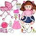 TOY Bambola in Vinile da 13 Pollici Bambola Parlante con Corpo Morbido Divertente Gioca Combo Set Giocattolo, Giocattoli Educativi con Lettino Pieghevole, Set Regalo per Bambini, Ragazzi Ragazze,C