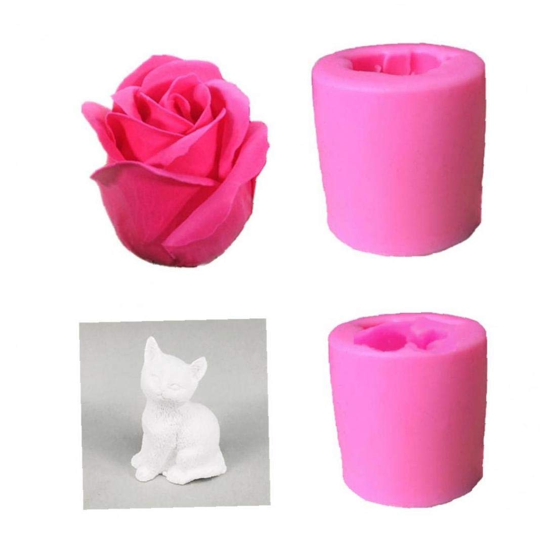 Lankater Pink 3D Rose Flower Silicone Mould Handmade Soap Candle Cake Gummies Mousse Sugar Mold Baking Tools