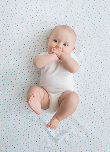 Image of Amazing Baby Silky Swaddle Muslin Blankets, Set of 2, Bamboo Viscose, Drops and Dots, Blue