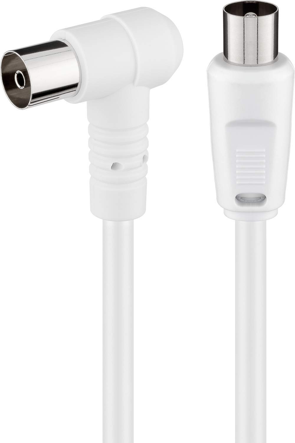 Goobay 67359 Cavetto Antenna Coax Ad Angolo Coassiale (80 dB), Schermatura Doppia, Bianco, 1.5m Lunghezza del Cavo