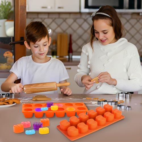 Image of 2 Pcs Pumpkin Silicone Molds, Halloween Pumpkin Chocolate Molds, Fall Pumpkin Candy Mold for DIY Cake, Chocolate, Candy, Jelly, Wax Melt, Ice Cubes (12 Cavity)