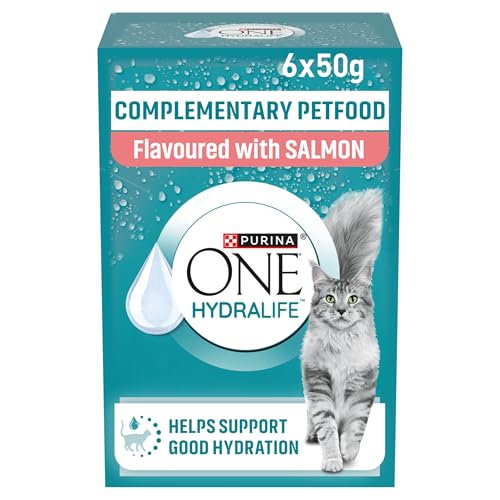 PURINA ONE HYDRALIFE Cat Hydration Drink | For Adult Cats | Flavoured with Salmon | 6 x 50g Pack of 8