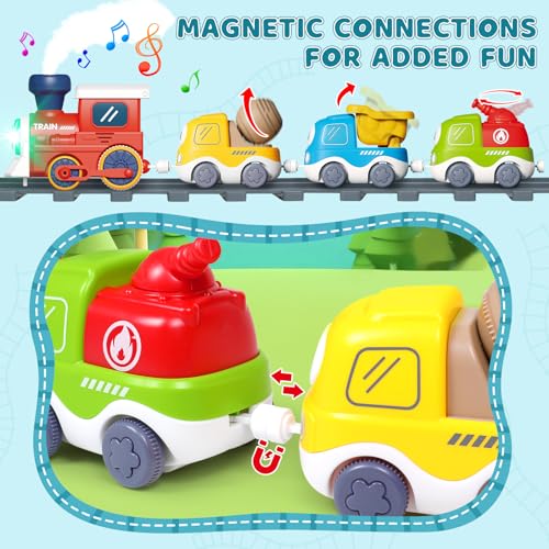 Image of Electric Train Set for Toddlers 3-5 4-8 with Train Tracks Set Lights Up Steam Sign Realistic Music Sound Magnetic Train Connection Toys Birthday 3 4 5 6 7 8+ Years Old Boy Toys Girl