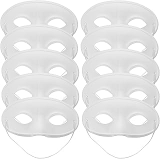 LOGOFUN 10 Pcs Blank Paper Masks Unpainted Masquerade Mask DIY White Art Masks Party Favors