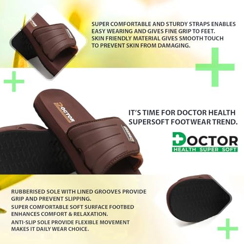 Image of DOCTOR HEALTH SUPER SOFT Men's Casual Slide Slippers | Soft Cushioned EVA Comfort Sandals | Lightweight Anti-Slip Open Toe Slides for Indoor Outdoor Everyday Wear
