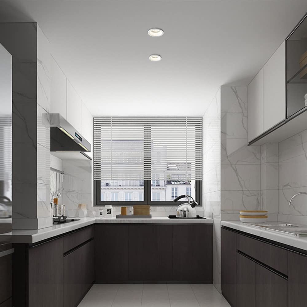 Jadssox Faretto da incasso a LED IP65 Lampada da doccia impermeabile 4 pezzi Illuminazione da incasso a pannello, uso in posizione umida, Lampada da incasso a soffitto in alluminio bianco Lampada da d