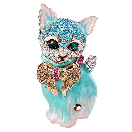 Image of EVER FAITH Austrian Crystal Lovely Plump 3D Bowknot Cat Brooch Enamel Pet Animal Kitten Brooches Dress Suit Sweater Scarves Accessoriesfor Women