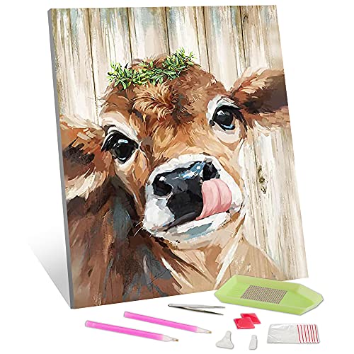Diamant Painting Bilder DIY 5D Diamant Malerei Kit Süße Kuh Full Diamond Painting Voller Stickerei Malerei für Home Wanddekoration Kinder Geschenk 30 X 40cm Cover