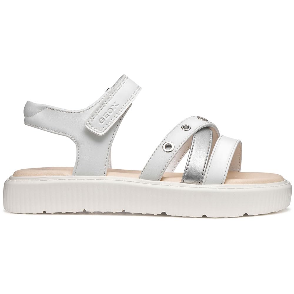 Geox J KODETTE Gir Sandal, White, 36 EU