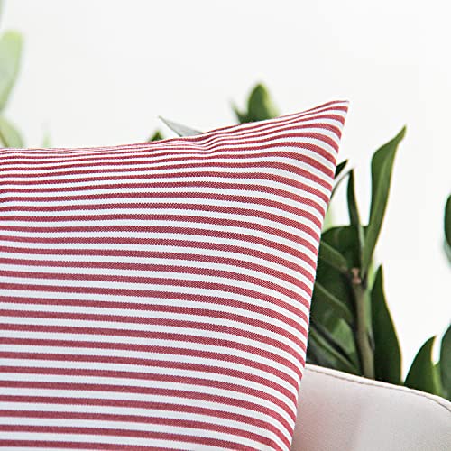 Jojusis Striped Throw Pillow Covers Soft Solid Farmhouse Classic Decorative Cushion Pillowcases For Sofa Bedroom Car 18 X 18 Inch Red Pack Of 2 #TOP2