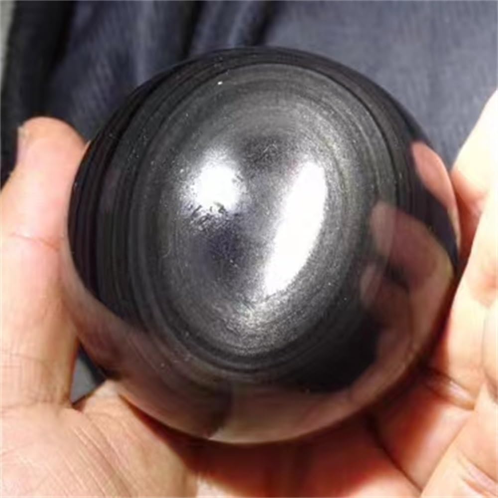 Natürliche Obsidian-Kugel-Quarz-Kristall-Probe, Heimbüro, dekorativer Trommelstein Voller Textur(Size:100-150g)