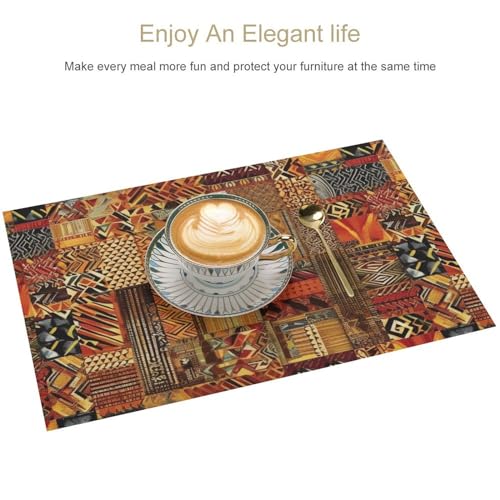 Set de table lavable en PVC résistant à la chaleur style patchwork africain pour intérieur - 4