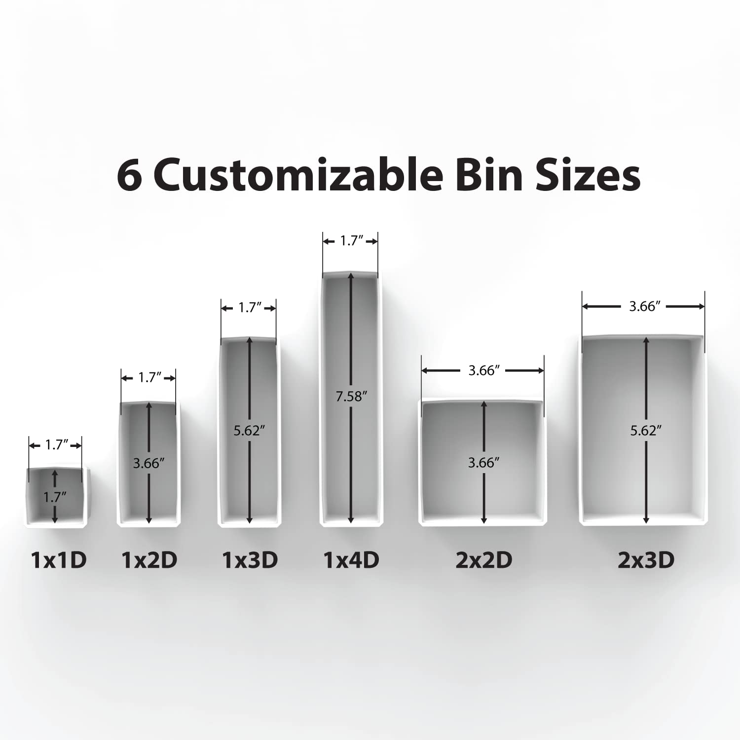 BUZBE Customizable Internal Bins (Deep), No Travel Bins, Prevents Rust, Organizer Bins, Drawer Organizer, Colony Tackle Box Bins, 1x3D (Deep)