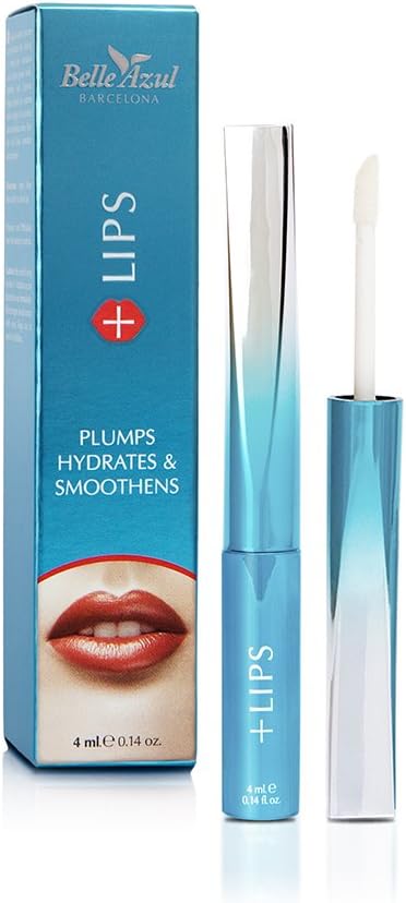 Lip Gloss - Volumizing Lip Enhancer that really works - Keeps the lips from Cracking, Glossy Transparent - with 100 percent Natural Argan Oil - 4 ml - Made in Spain