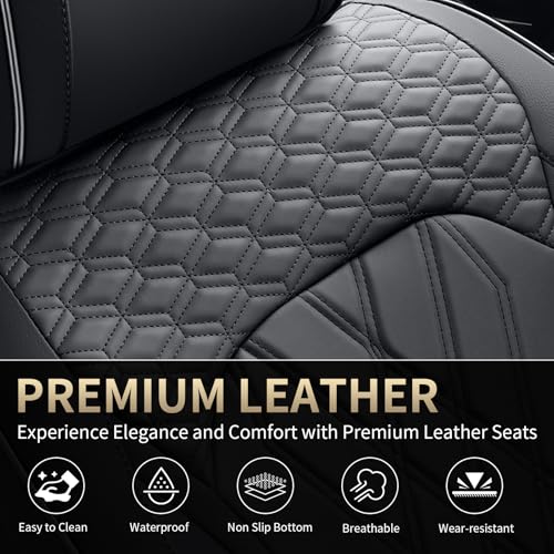 Image of FLORICH Leather Cars Seat Covers Automotive Seat Cover Front Pair Waterproof Seat Covers for Car Vehicle Seat Cushion Protector Universal Fit for Most Cars Trucks SUVs, Black