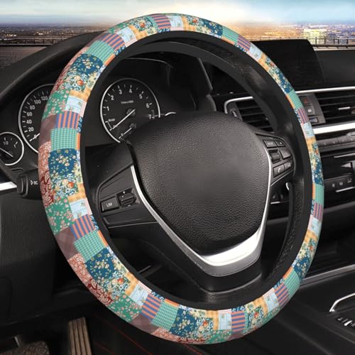 Boho Patch Elastic Steering Wheel Cover Non-Slip Breathable Steering Wheel Protector Fit Auto SUVs Truck