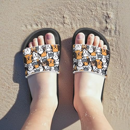 Jeiento Cat Lover Slippers for Little Girl Big Kids,Cartoon Slides Slip On Shower Slippers Summer Beach Pool Shoes3