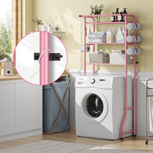 Image of Simple Trending 3 Tier Over The Toilet Rack, Shelf Bathroom, Bathroom Stand Organizer Space Saver, Pink