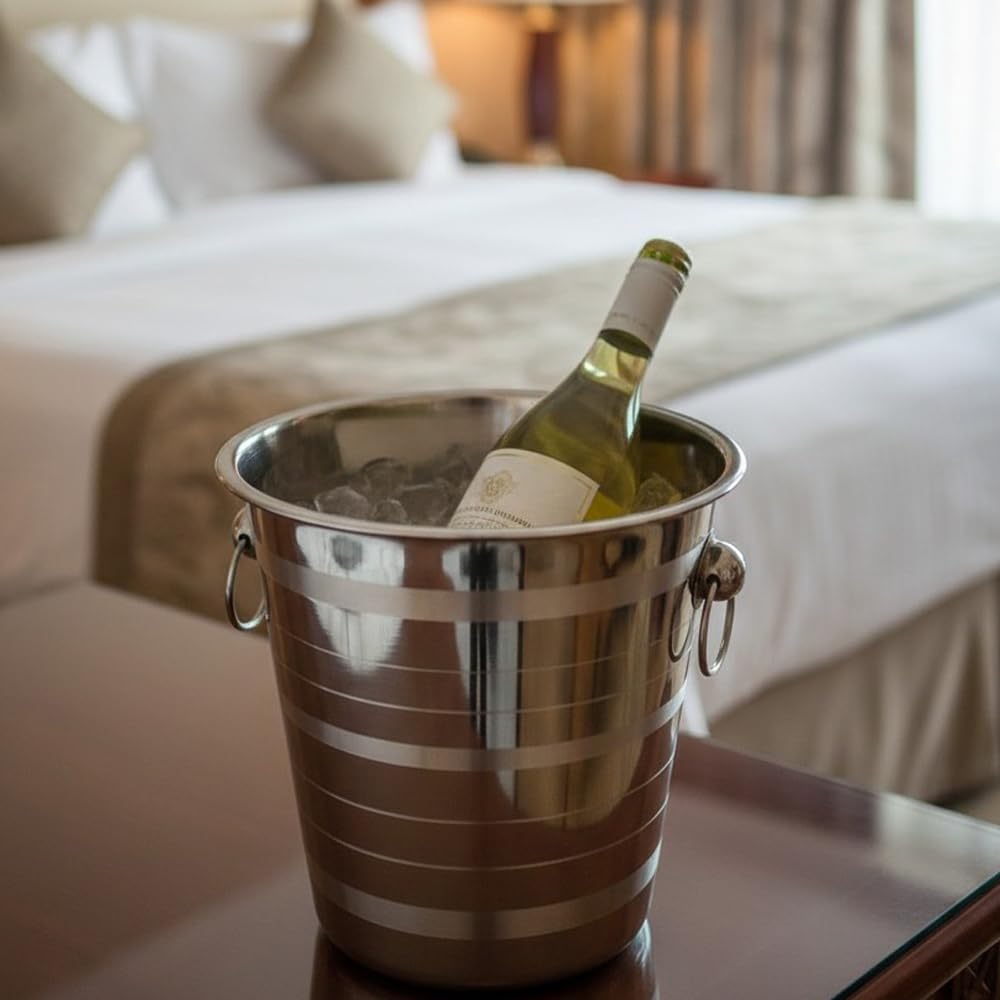 Secchiello Ghiaccio per Vino e Champagne - Portaghiaccio e Cestello Ghiaccio per Bottiglie - Porta Secchiello Ghiaccio da Tavolo