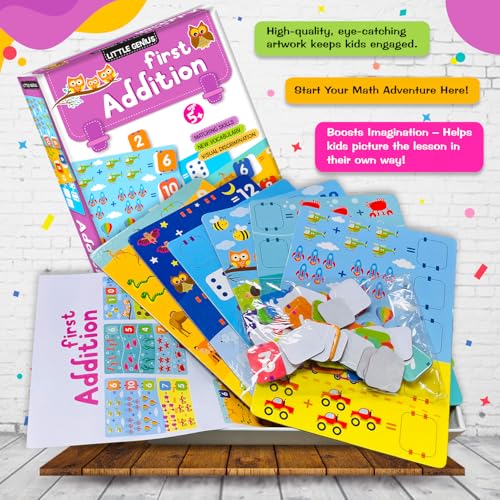 Image of My First Addition Math Puzzle Game Box Set for Kids - Early Learning Activity with Alphabet, Number Games and Colorful Fun Illustrations for Kids, Toddlers - Ages 2+ Years