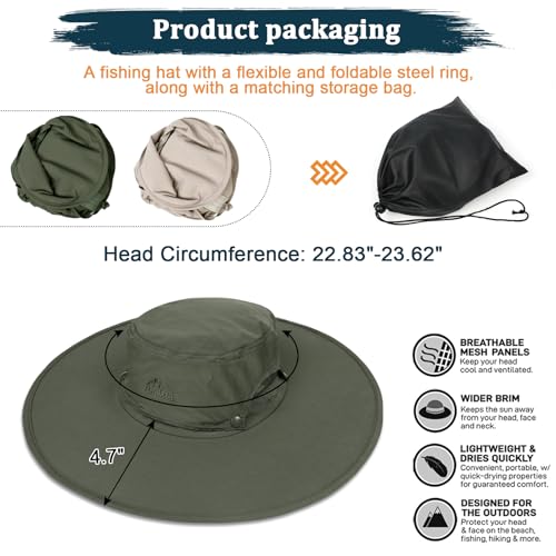 Cooltto L/XL/XXL Wide Brim Sun Hat UPF 50+, Waterproof & Breathable for Men, Women - for Fishing, Hiking, Camping & Traveling - Image 4