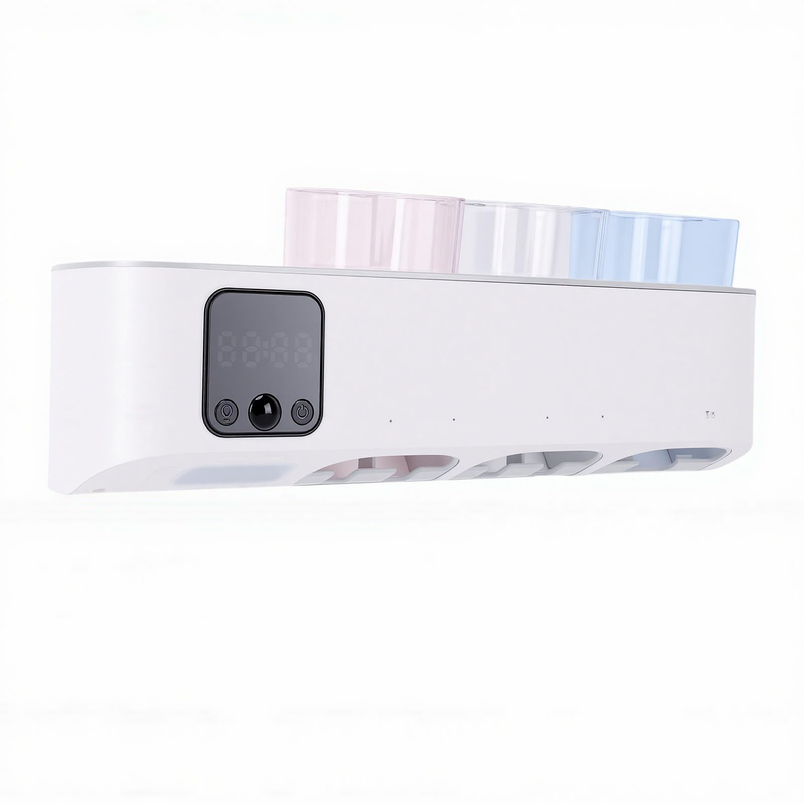 Fabater Soporte Eléctrico Inteligente para Limpieza de Cepillos de Dientes, Montado en la Pared con 5 Ranuras para Uso Doméstico, Organizador de Cepillos de Dientes Recargable con Pantalla LED
