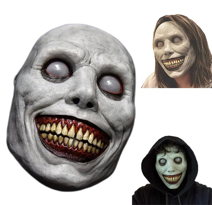 ELINA Halloween Exorcist Smile Mask Creepy Horror Evil Face Latex for Karneval Halloween Cosplay Party Costume Accessories