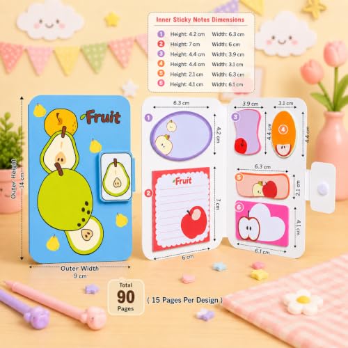 Image of Kawaii Sticky Notes Memo Pad, Cute Self Adhesive Notes for School, Office, Study, Planner & Journaling-Pack of 1, Blue