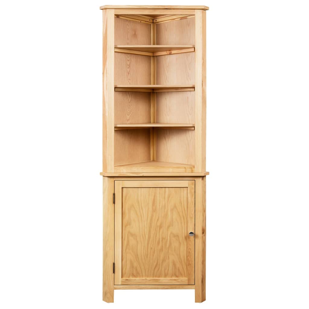 Teenpull Brown Corner Cabinet Solid Oak Wood Shelves, Lockable Storage Cabinets for Kitchen, Pantry, Room, Bedroom & Office - 188 Characters