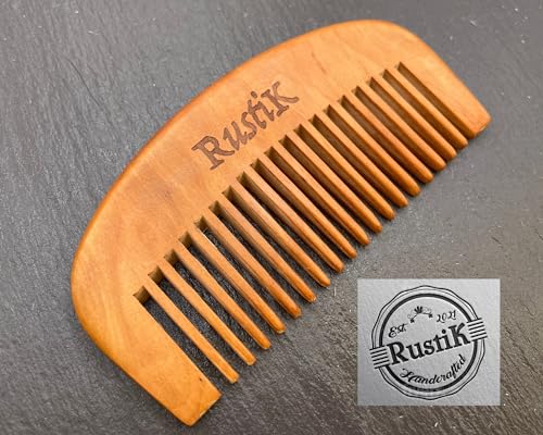 Wide-Tooth-Pocket-Comb-by-RustiK-Chunky-Pear-Wood-Hair-Comb-Anti-Static-Detangling-Scalp-Massaging-Can-also-be-used-as-a-LabourAnxietyBeard-Comb-Accupressure-Woodcrafted-for-Men-and-Women