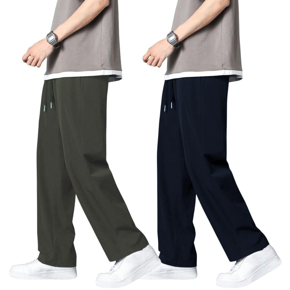 GRECIILOOKS Lycra Track Pants for Men – Stretchable Loose Fit Gym Joggers | Korean Style Workout Pants with Trendy Gym & Streetwear Bottoms with Utility Pockets (Available in Plus Size and Combo Pack of 2)