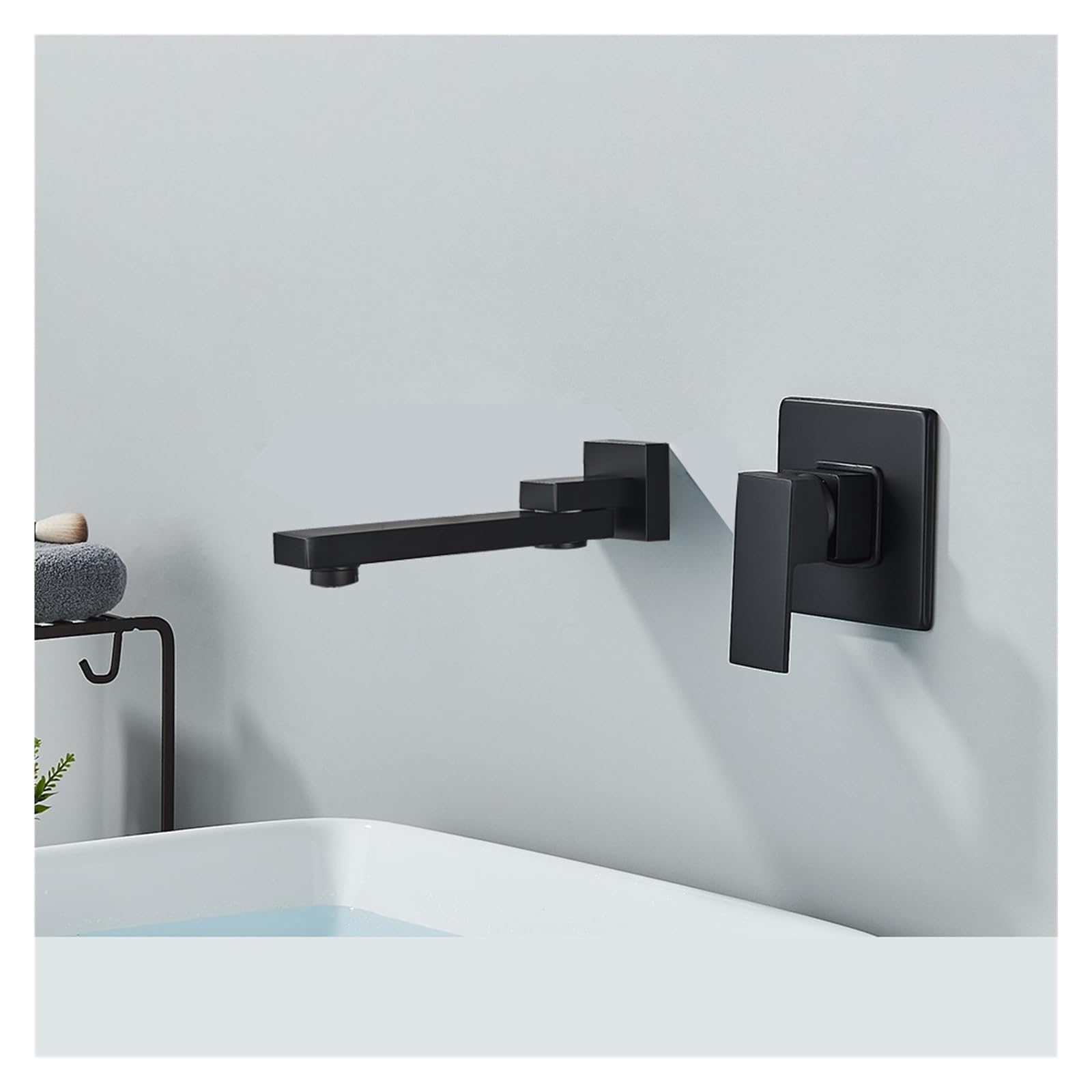 Mitigeur dissimulé installer noir mat avec bec pivotant pour salle de bain