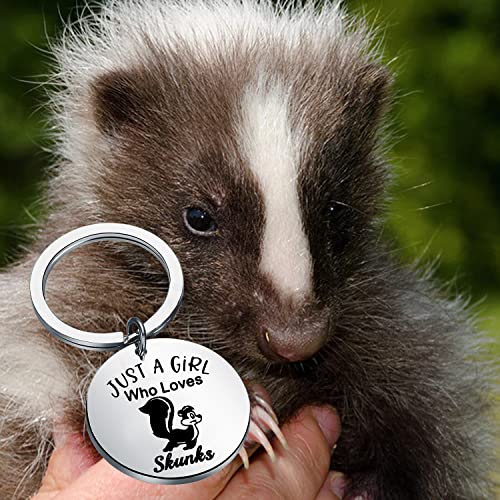 PLITI Skunk Gift Skunk Lover Gift Skunk Girl Gift Skunk Owner Gift Skunk Mom Gift Just A Girl Who Loves Skunks Keychain 7