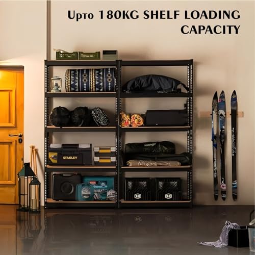Image of JD FRESH 4 Tier Extra Large Metal Shelf Rack /60x36x15 Inch Adjustable Boltless Shelving Unit /Heavy Duty Display Rack Organizer for Garage /Kitchen /Warehouse /Tool-Free Assembly and Rust-Resistant