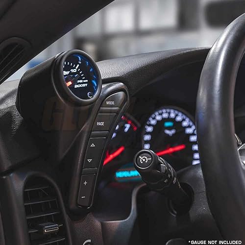 Miniatura 4 de GlowShift Manómetro negro para salpicadero, compatible con Chevy Corvette 2005-2013, plástico ABS, soportes (1) calibre de 2-116 pulgadas (2.047 in)