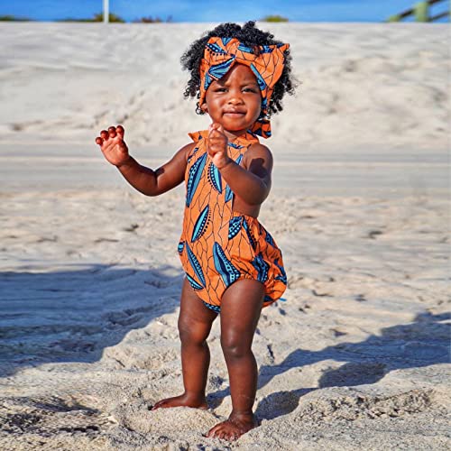 Newborn Baby Girls Clothes Romper African Sleeveless Halter Bodysuit Ruffles Ankara Dashiki Party Spring Casual2