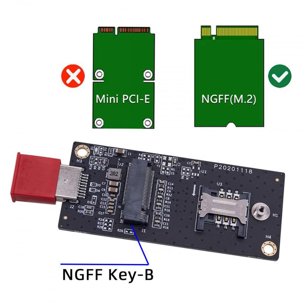 CY Adattatore NGFF M.2 Key-B WWAN a USB 3.0 Adattatore Riser Card con Slot SIM per 3G/4G/5G LTE Wireless Module Modem Card