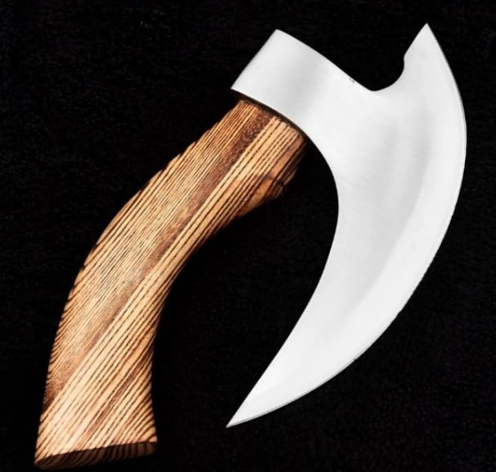 Generic Handmade Damascus Pizza Axe with Ash Wooden Handle - Unique Custom Gift for Him, Anniversary & Birthday gift for him, Christmas gift, Gray