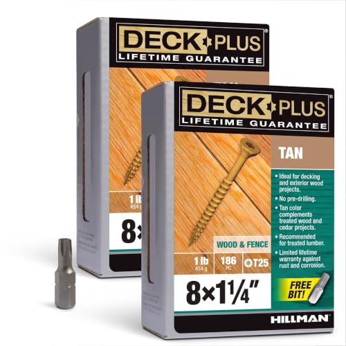 Deck Plus Torx Deck Screws, #8 x 1-1/4in, 372 Pack, Tan