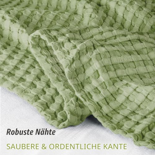Utopia Bedding Baumwoll Waffeldecke 300 GSM (Salbeigrün - 228 x 228 cm), weiche, leichte, atmungsaktive Bettdecke für alle Jahreszeiten – Ansicht 3