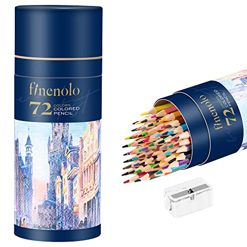 Image of finenolo 72 Colored Pencils for Adult Coloring Books, Soft Core, Art Drawing Pencils for Artists Beginners, Coloring Pencils Set with Sharpener for Coloring, Sketching, Painting