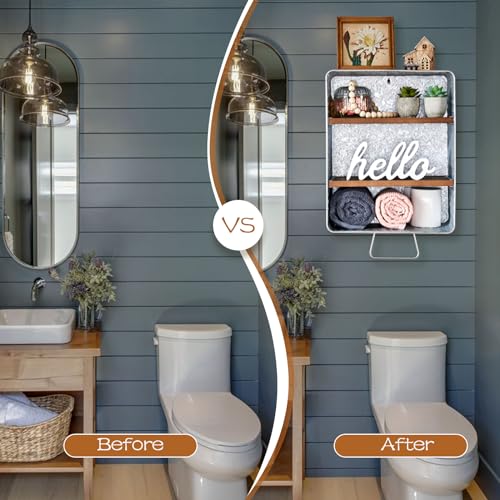 WOODEXPE-Galvanized-Wash-Tub-with-Shelves-Rustic-Bathroom-Decor-Rustic-Farmhouse-Bathroom-Shelf WOODEXPE Galvanized Wash Tub with Shelves Rustic Bathroom Decor Rustic Farmhouse Bathroom Shelf