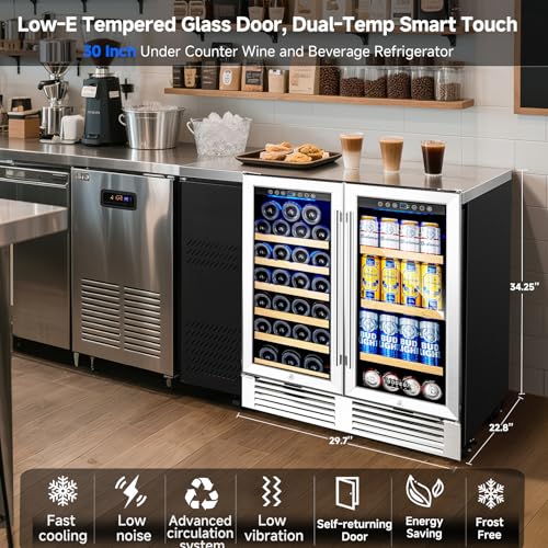 BODEGACOOLER Back Bar Cooler With 2 Glass Doors,30 Inch Wine and Beverage Refrigerator with Digital Touch,Counter Height Commercial Beverage Refrigerator, Beverage Cooler Holds 31 Bottles and 92 Cans. on Fridge.com
