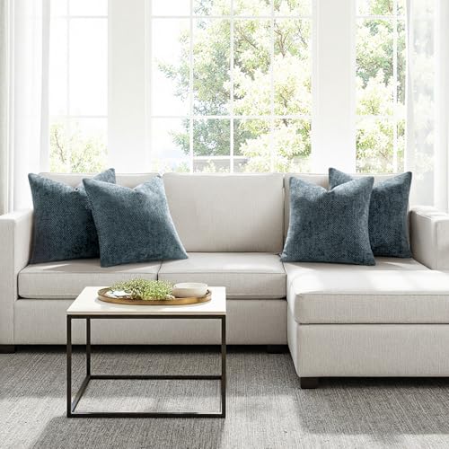 Image of MIULEE Pack of 4 Couch Throw Pillow Covers 20x20 Inch Navy Blue Soft Decorative Chenille Pillow Covers Farmhouse Accent Cushion Covers for Boho Home Decor Sofa Bedroom Living Room