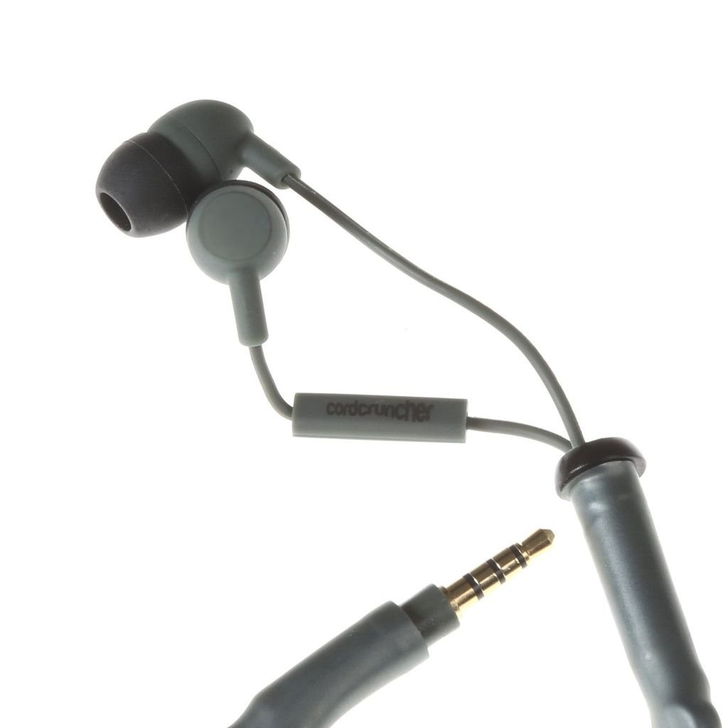 EBMCBLGY00GRAY Tangle Free Earbuds with Microphone, Gun Metal Gray